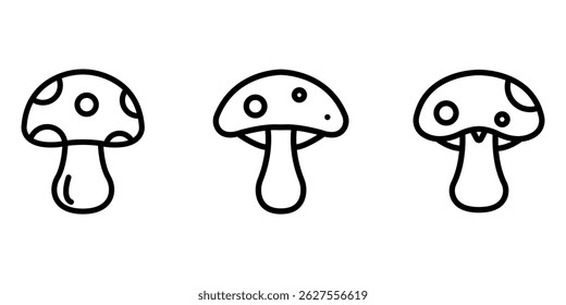 mushroom outline or line icon design bundle.