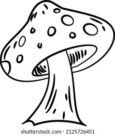 mushroom outline vector art flat