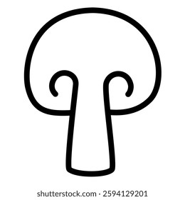 Mushroom outlined icon isolated on white background. Vegetable vector illustration