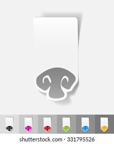 mushroom paper sticker with shadow. Vector illustration