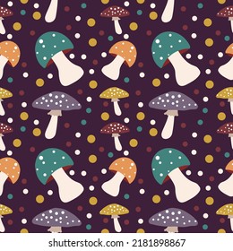 Mushroom pattern, autumn vibes, autumn forest