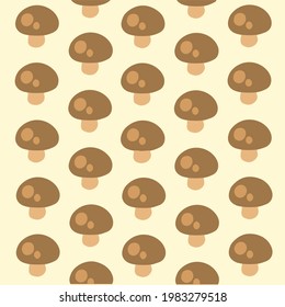 Mushroom Pattern Background. Social Media Post. Vegetable Vector Illustration.