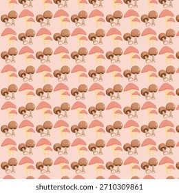 Design de padrão de cogumelo no fundo rosa claro papel de parede estilo