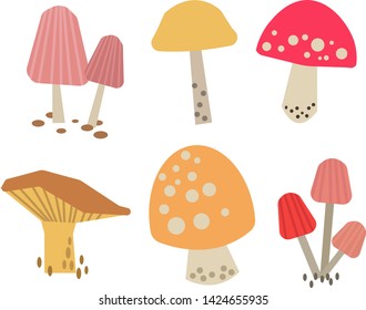 Mushroom pattern flat illustration on white