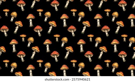 Mushroom pattern illustration vector background