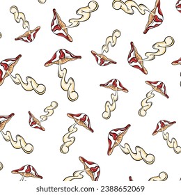 Mushroom pattern. Mushroom isolated on a white background. Mushroom background for fabric design, textile print, wrapping paper, cover. Vector illustration.