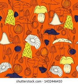Mushroom pattern seamless design graphic
