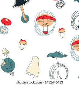 Mushroom pattern seamless design graphic