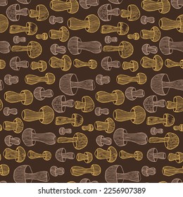 Mushroom pattern. Vector illustration. Forest plants mushrooms.