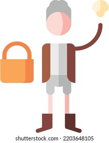 mushroom picking isolated design element stock illustration. Vector on a white background