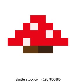 Mushroom pixel art. Cute pixel mushrooms. Vector illustration.