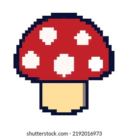 Mushroom Pixel Art Icon Isolated