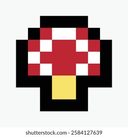 mushroom pixel art icon vector illustration.