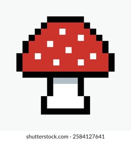 mushroom pixel art icon vector illustration.