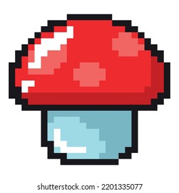 Mushroom Pixel Art Isolated Icon