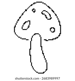 ícone de pixel de cogumelo, 8 bits. Ilustração isolada de vetor.