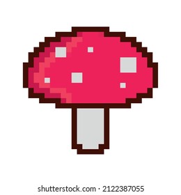 mushroom pixel icon flat isolated