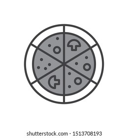 Mushroom pizza icon. flat simple pictogram. Whole pizza vector illustration