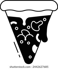 mushroom pizza slice glyph and line vector illustration