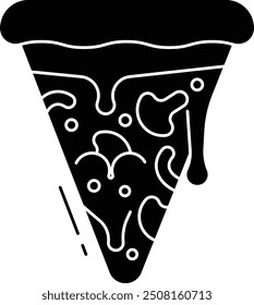 mushroom pizza slice solid glyph vector illustration