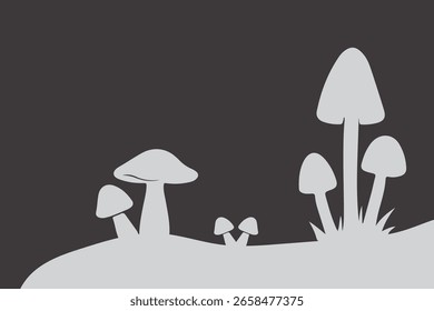 Ícone plano de planta de cogumelo, sinal vetorial, Cogumelos pretos e cinzentos pictograma colorido isolado no branco. Símbolo, ilustração de logotipo. Ilustração da natureza. 