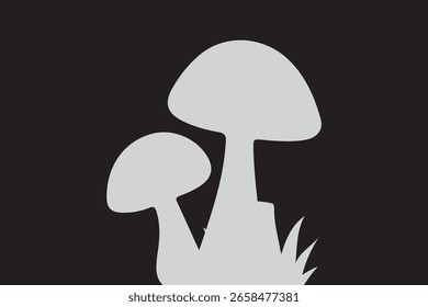 Mushroom plant flat icon, vector sign, Black and Grey mushrooms colorful pictogram isolated on white. Symbol, logo illustration. Nature illustration. 