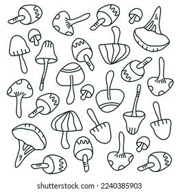 mushroom plant icon set vector design