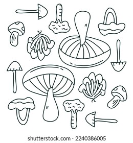 mushroom plant icon set vector design
