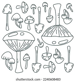 mushroom plant icon set vector design