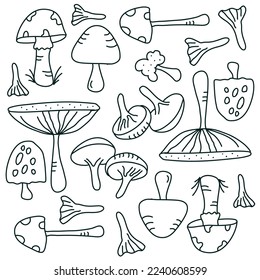 mushroom plant icon set vector design