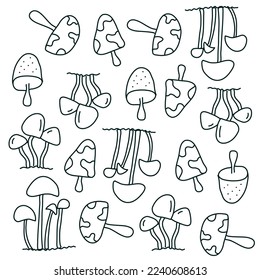 mushroom plant icon set vector design
