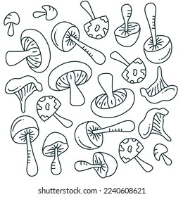 mushroom plant icon set vector design