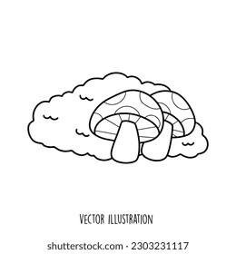 mushroom plant outline vector illustration