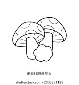 mushroom plant outline vector illustration