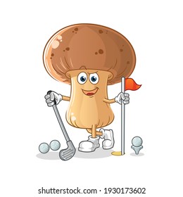 mushroom playing golf vector. cartoon character