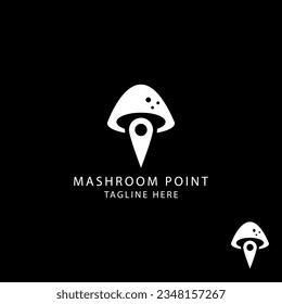Mushroom Point Logo Design Template. Mushroom Location Logo. 
