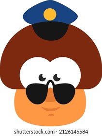 Mushroom police officer, illustration, vector on a white background.