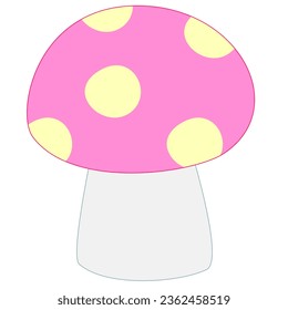 mushroom with polka dots on a white background, vector illustration