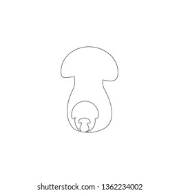 Mushroom porcini. simple flat vector icon illustration. outline line symbol - editable stroke