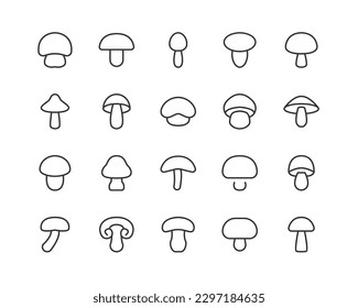 mushroom premium line icons. Pack of outline objects for web and UIUX design. Icon collection