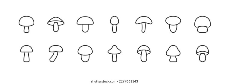 mushroom premium line icons. Pack of outline objects for web and UIUX design. Icon collection