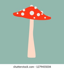Mushroom red organic vegetarian gourmet ingredient cooking vector flat icon