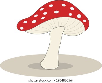 mushroom red with white dots vector vegetable