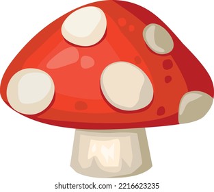 Mushroom red white polka dots isolated over white background.