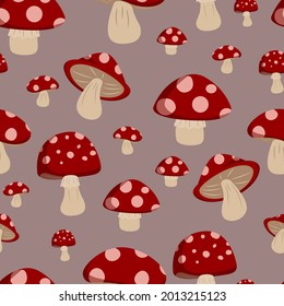 Mushroom repeat pattern. perfect for   Children's fabric pattern design. Cute children decoration.