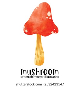 Mushroom, retro, groovy, watercolor style