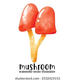 Mushroom, retro, groovy, watercolor style