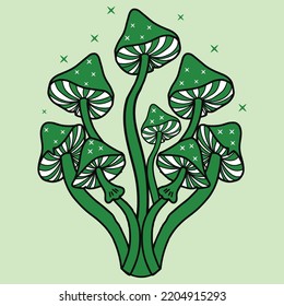 Sublimación hippie retro hongos, diseño de ilustración vectorial, diseño de camisetas