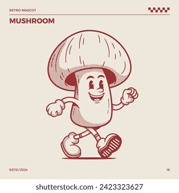 Mushroom Retro Mascot, cartoon mascot