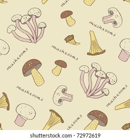 mushroom retro seamless pattern